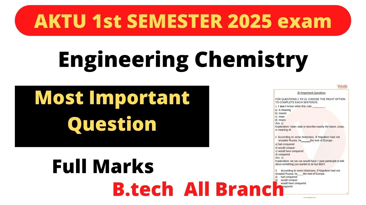 AKTU Engineering Chemistry Most Important Questions 2025 |Aktu Chemistry All Unit Imp Topics