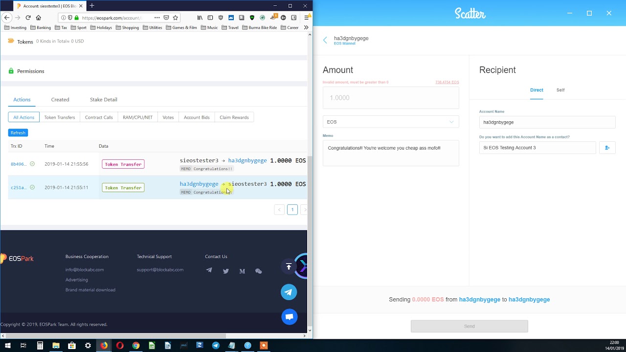 How to send EOS within Scatter 10
