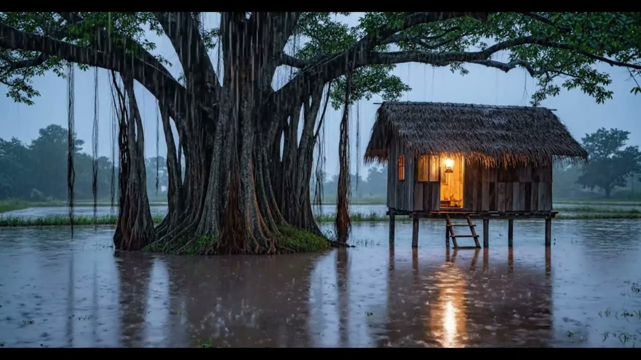 Rainy Night Cabin in the Forest 🌧️ Cozy ASMR Rain Ambience for Sleep
