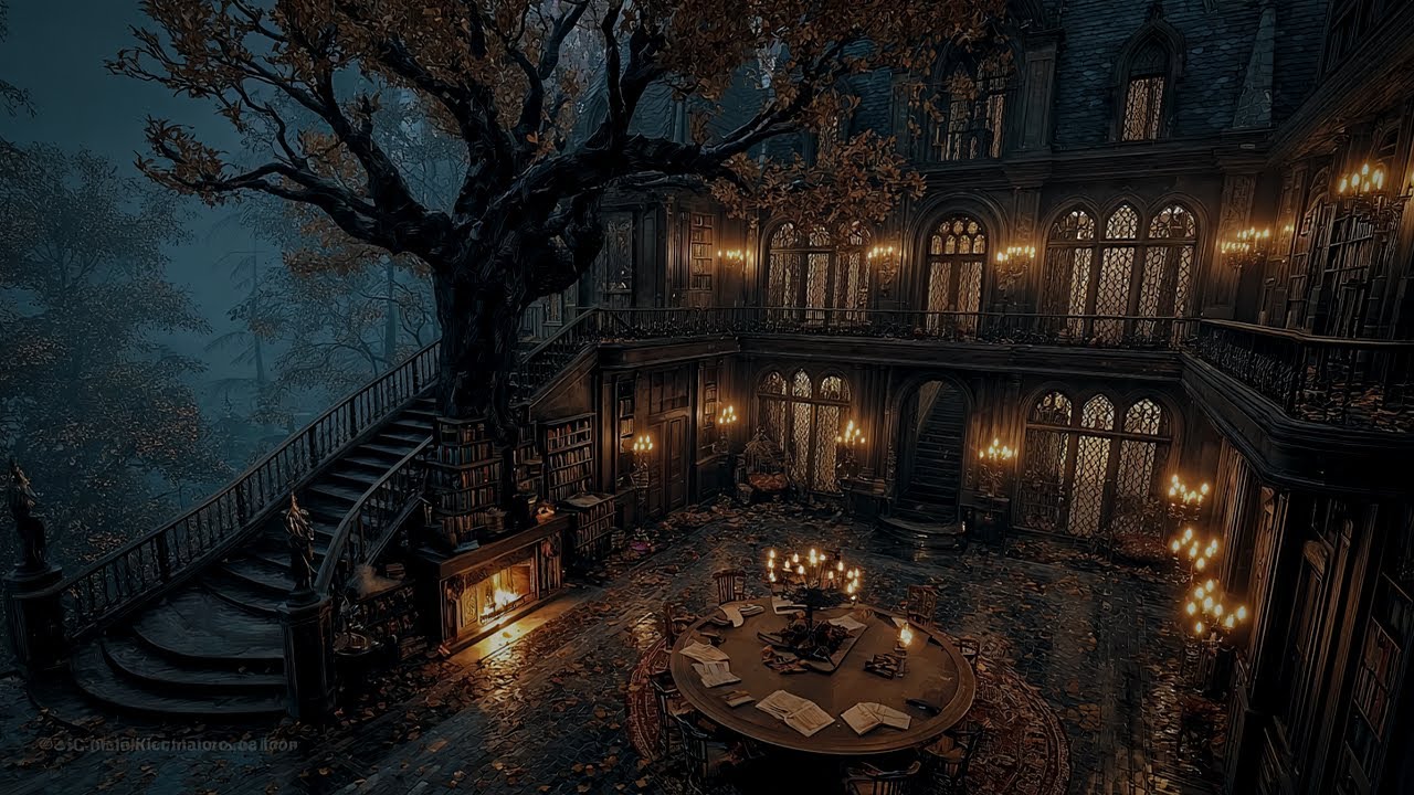 Lost in a Magical Library | Cozy Gothic Mansion Study Room | Dark Academia Music for Reading & Write