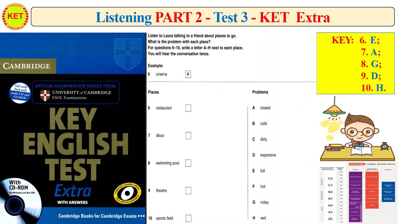 KET Extra - Listening Part 2 - Test 3 (Transcript + Key)