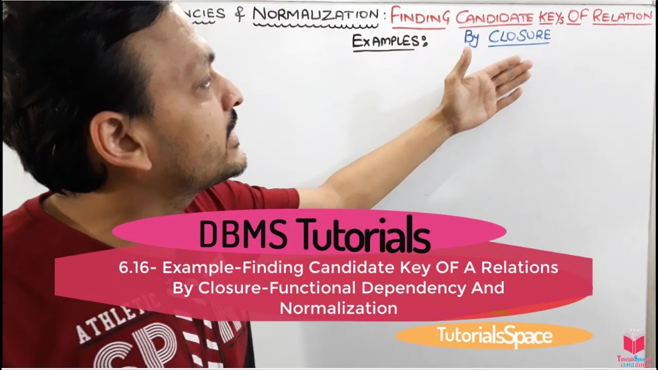 6.16- Numerical Of  Finding Candidate Key Of a Relations By Closure Functional Dependency