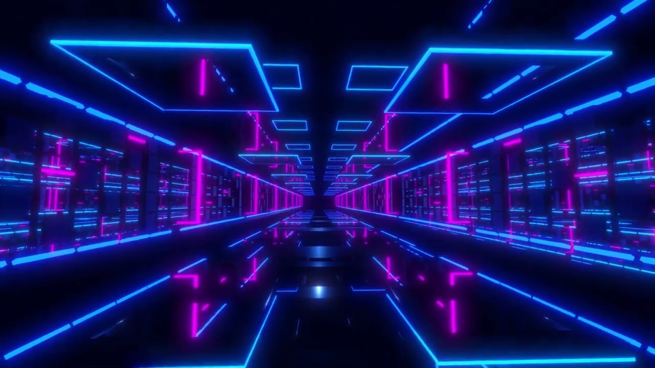 Futuristic Sci Fi Abstract Blue And Purple Neon Light Shapes Free Video Background Loops