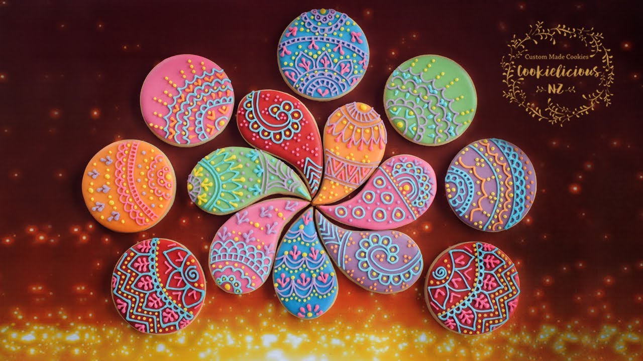 BEAUTIFUL DIWALI COOKIES - Learn how to create & pipe these colourful decorated cookies