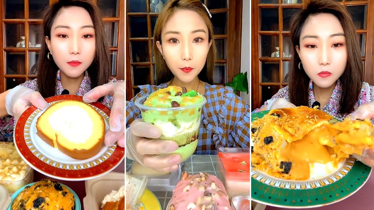 [ENG SUB] Matcha cup,Sea Salt Oreo Box,Soymilk box,Konjac Exploded Pulp,Taro milk tea cake#asmr#food