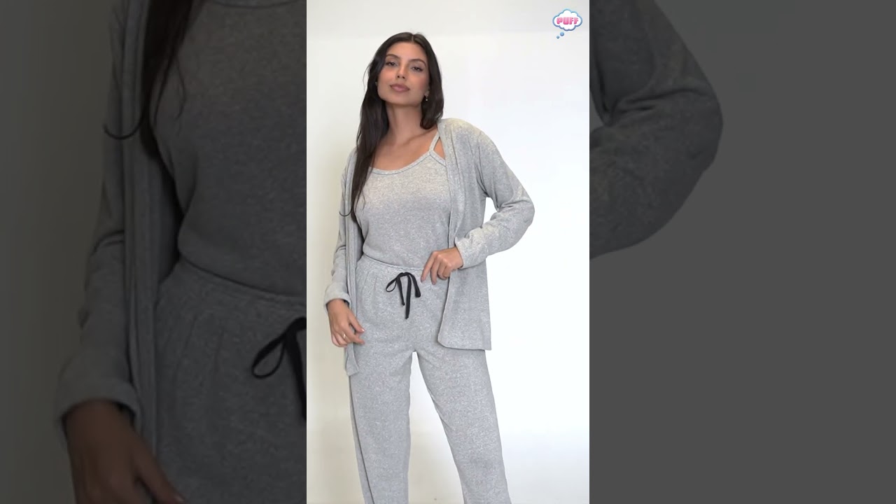 Conjunto Casual Malha Winter com Detalhes em Bot&otilde;es