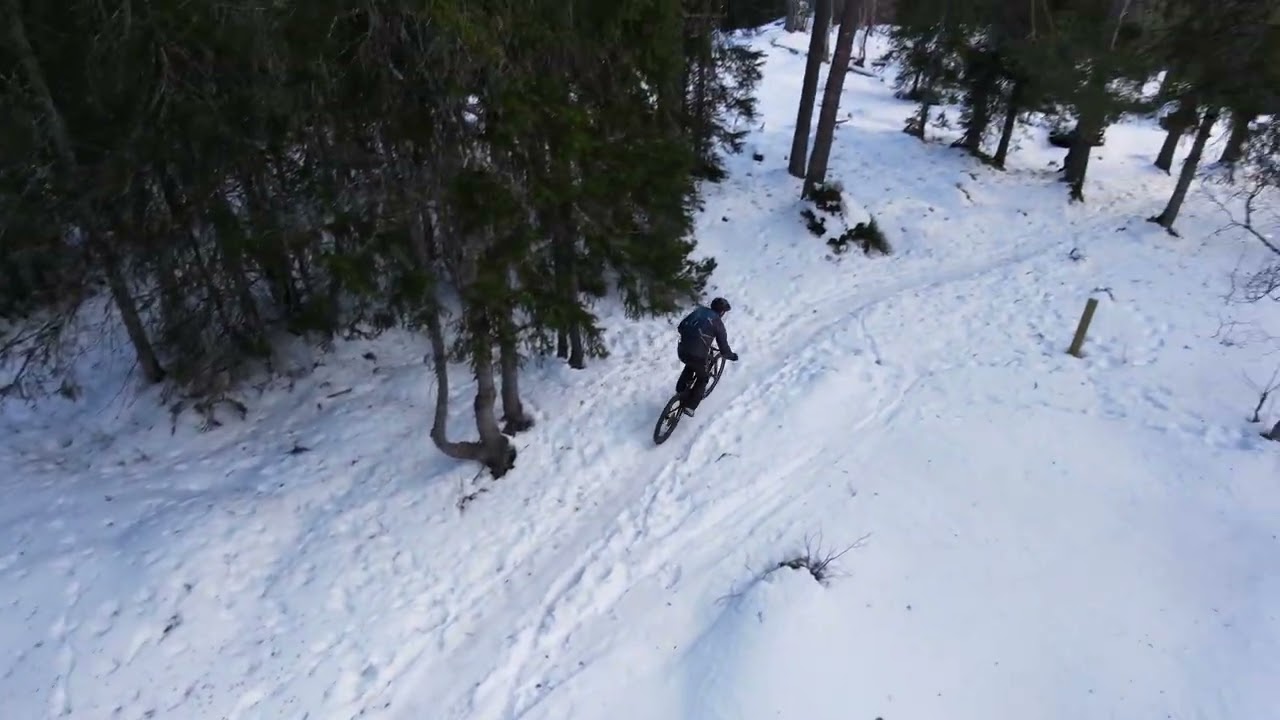 20260207 - Trail biking Geitfjellet, Trondheim (Spotlight mode/Follow mode front drone)