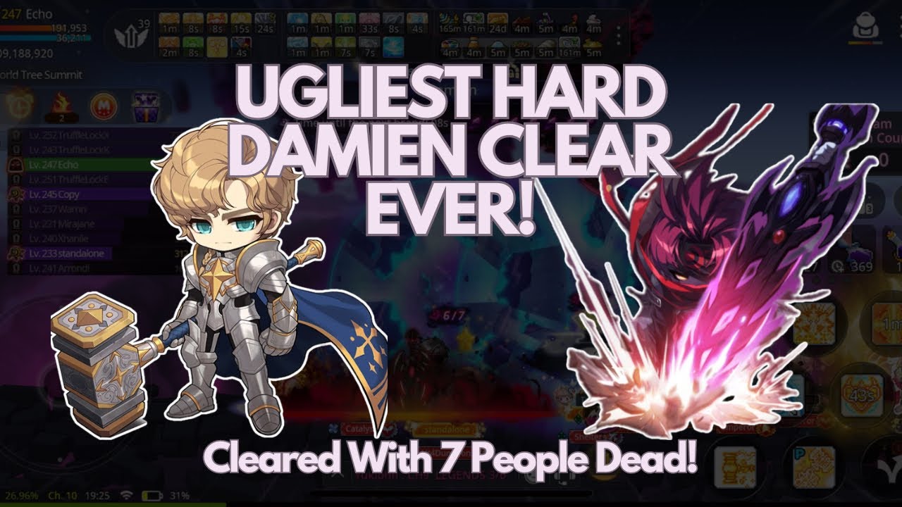 Maplestory M - Hard Damien Clear With Only 3 Alive! (You Will Never Guess Which Classes Survived!)