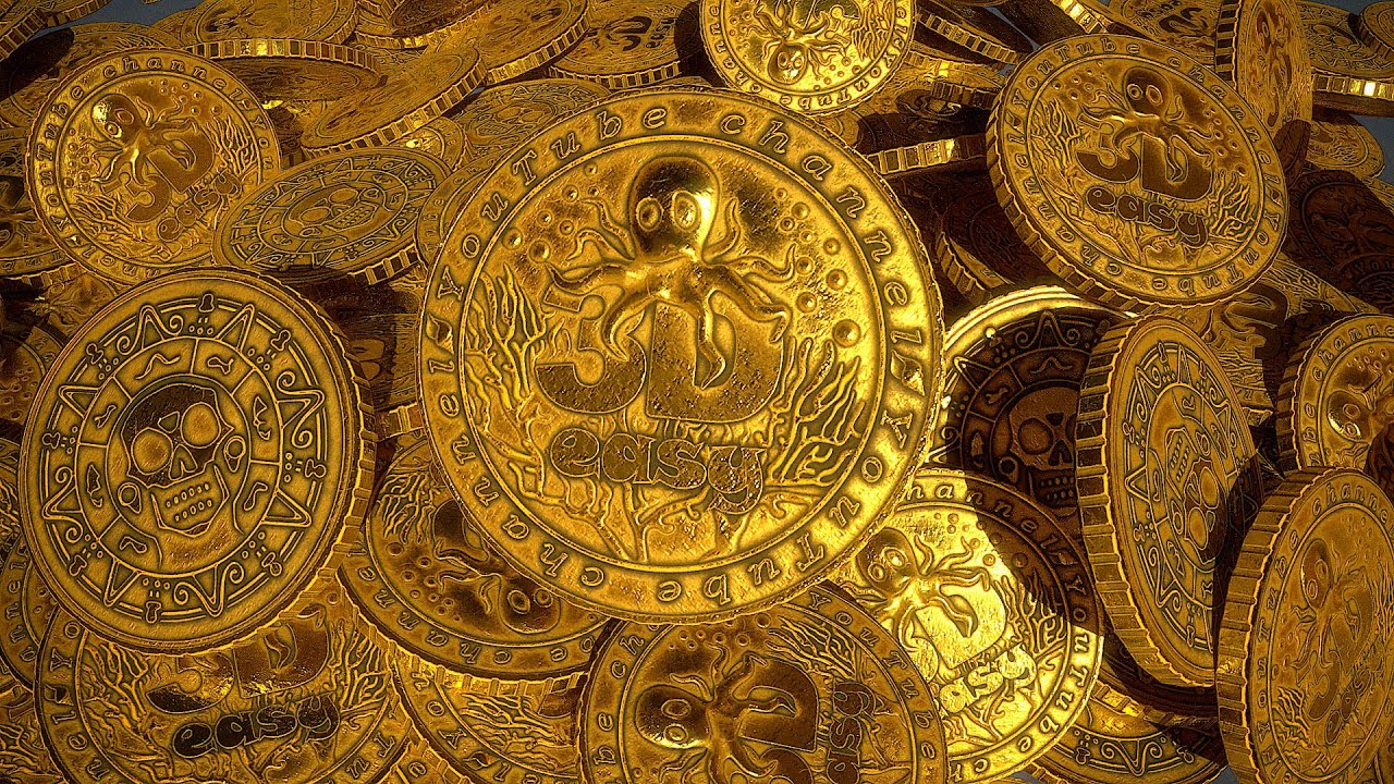Gold coins tutorial !!!, Урок как сделать 3д золотые монеты, полный цикл создания 3д модели!
