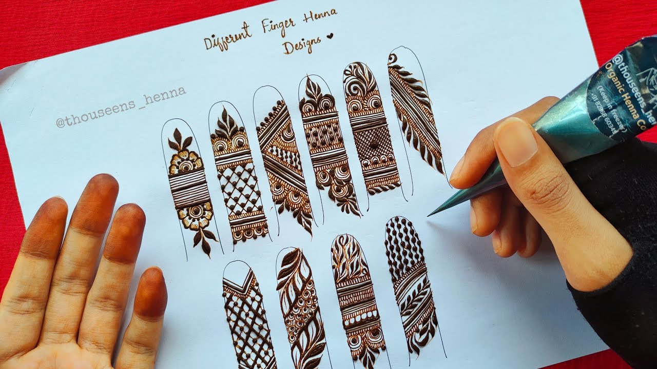 How To: 10 Different, Beautiful Finger Henna Designs || Latest 10 Different Finger Design Tutorial