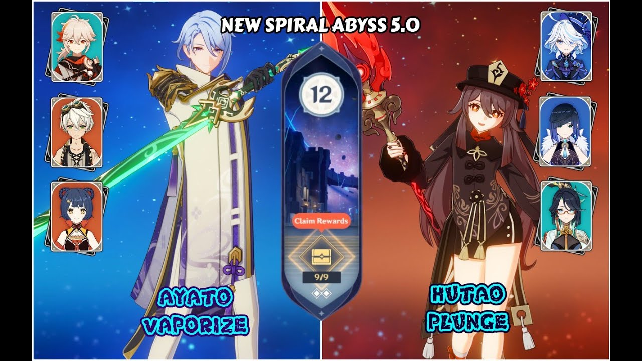 New Spiral Abyss 5.0 |  C1 Ayato Vaporize & C1 Hutao Plunge | Genshin Impact