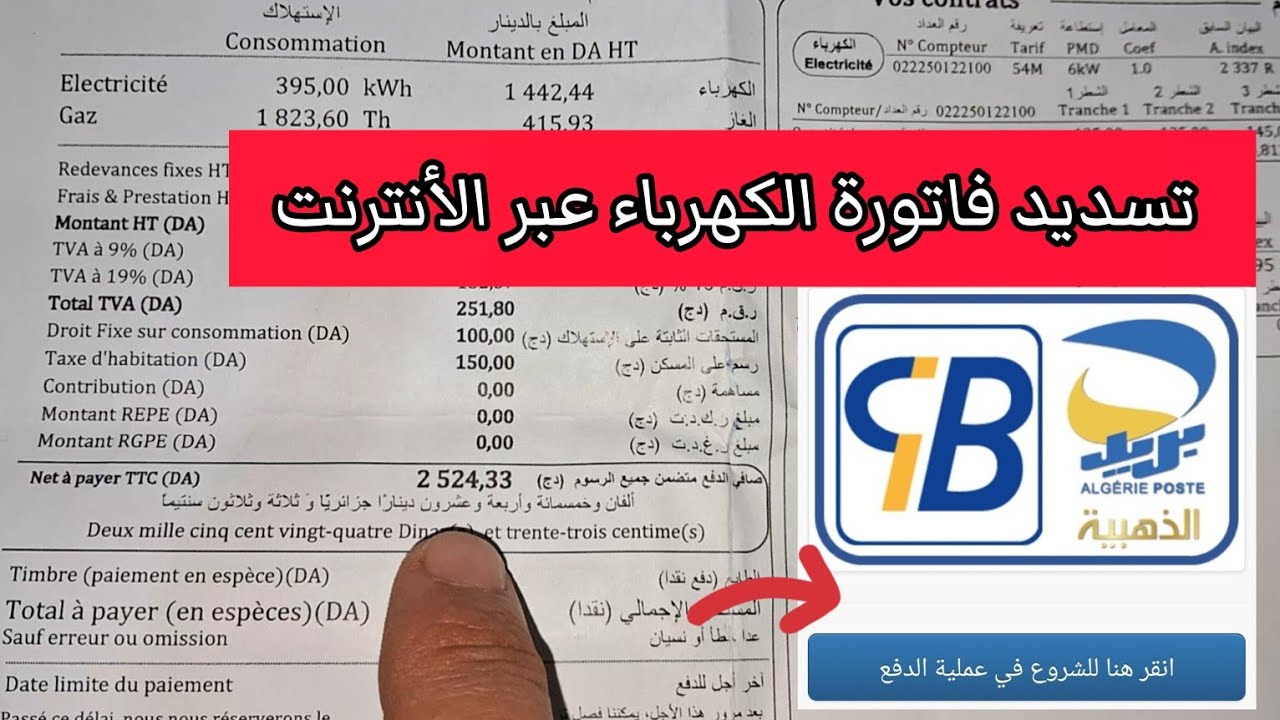 كيفية تسديد فاتورة الكهرباء والغاز عبر الأنترنت في الجزائر 2024 | paiement facture sonelgaz CIB