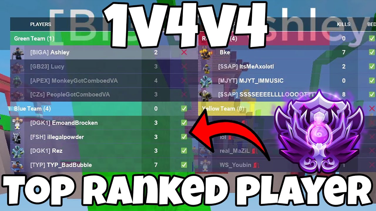 Most INSANE 1v4v4 Clutch Against Best Ranked Player... (Roblox Bedwars)