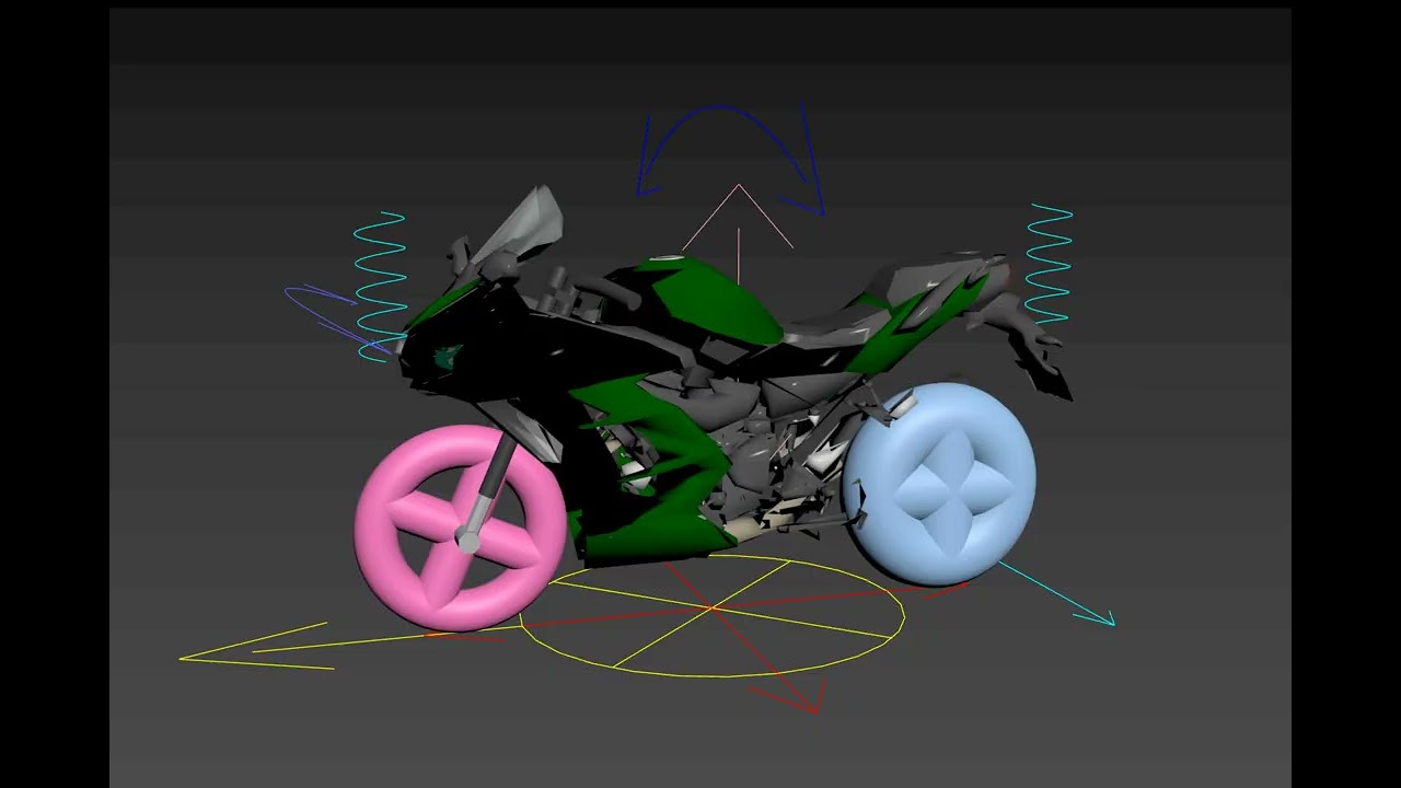 3ds Max Motorcycle Rig for Hand-Key Animation | Bank, Drift, Suspension & Jumps