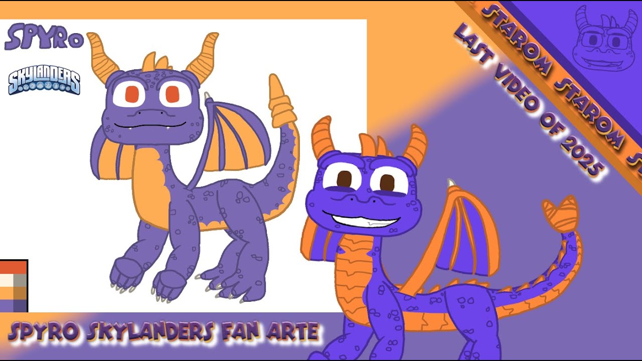 Recreating one of my artworks, of Spyro from Skylanders, the version I saw of him #spyro