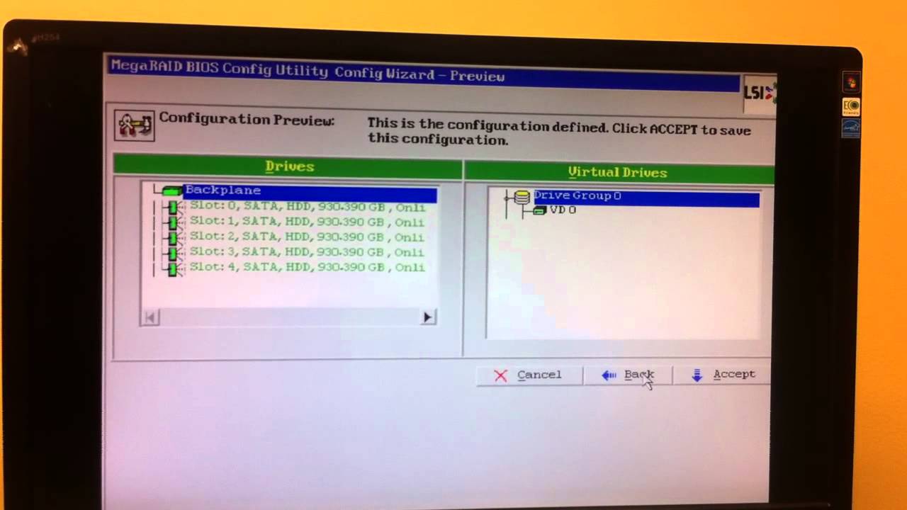 MegaRAID Bios Config Utility (pre-vmware)