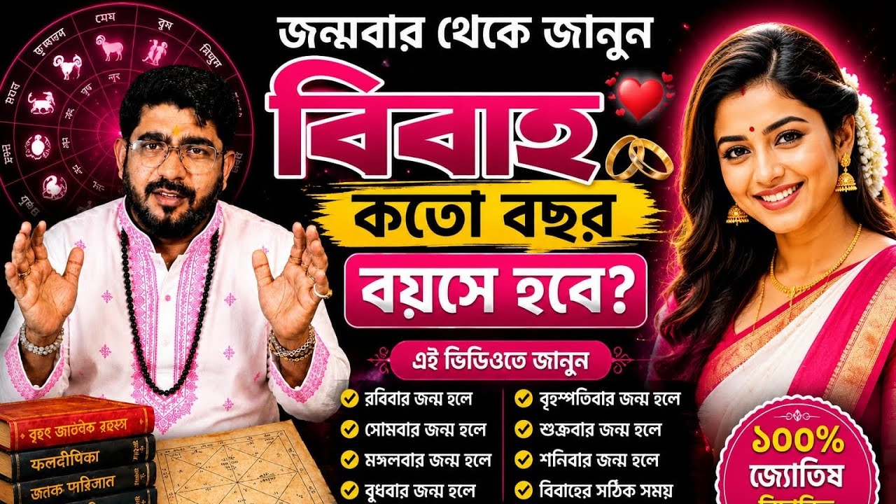 জন্মবার থেকে বিবাহের বয়স জানুন | marrige secret astrology | bibaho kakhon hoy | #bibaho #marrige