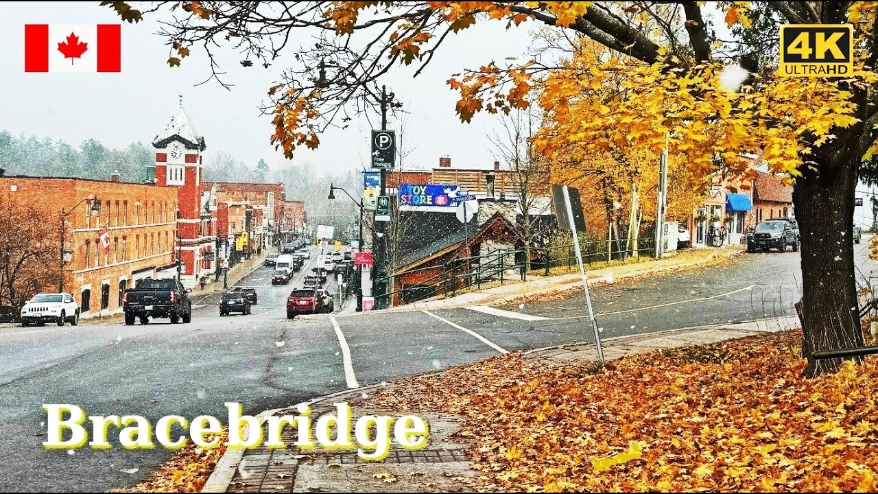 Discover CANADA 🇨🇦 BRACEBRIDGE Ontario First Snow Walk in Downtown 4K