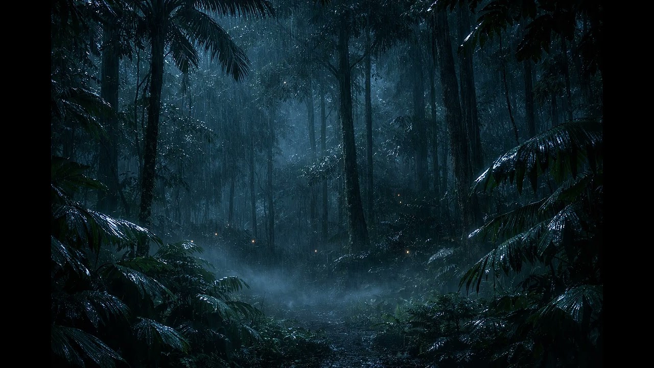 Rainforest Rain & Thunder Sounds for Deep Sleep 🌧️🌿 Tropical Night Ambience (8 Hours)