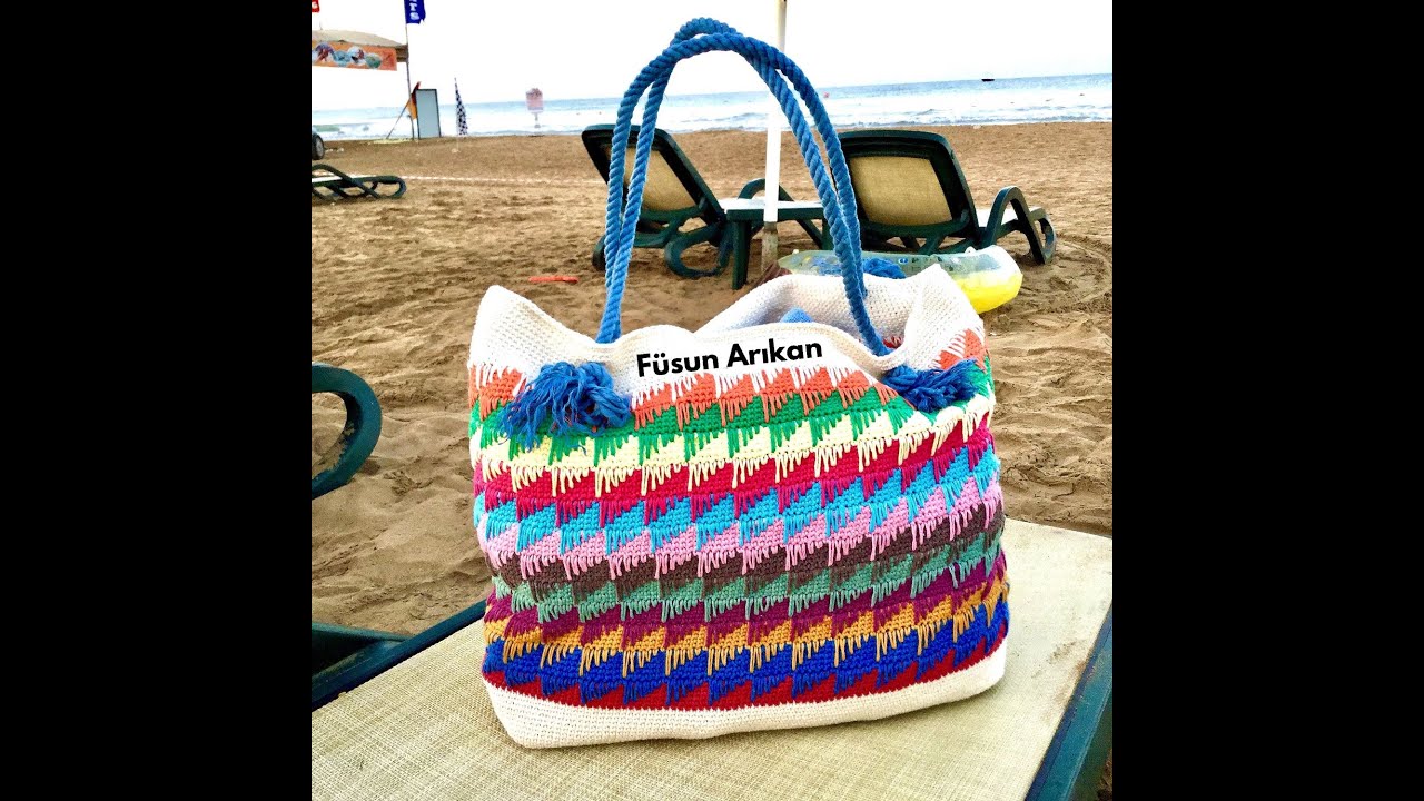TIĞ İŞİ PLAJ ÇANTASI YAPILIŞI / BOHEM STİLİ ÖRGÜ ÇANTA ANLATIMI / CROCHET BEACH BAG TUTORİAL