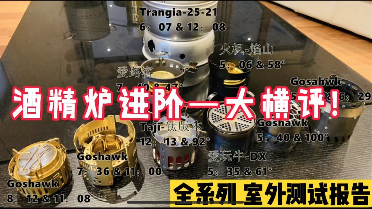 户外轻量化徒步 酒精炉进阶测评报告 室外风中使用大横评！Trangia & Evernew & Goshawk 户外酒精炉第五期