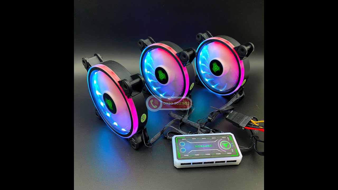 COMBO Bộ 3 FAN V206, V206B - LED RGB, V207 - LED ARGB VSP kèm HUB và REMOTE