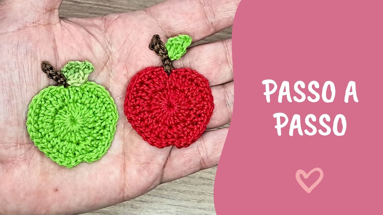 Como fazer maçã de crochê para aplicação passo a passo | 