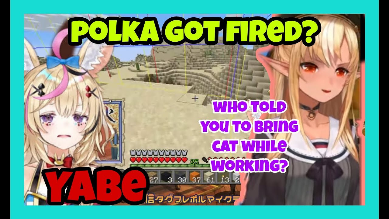 Shiranui Flare Found Out That Polka Bring Her Cats While Working | Minecraft [Hololive/Eng Sub]