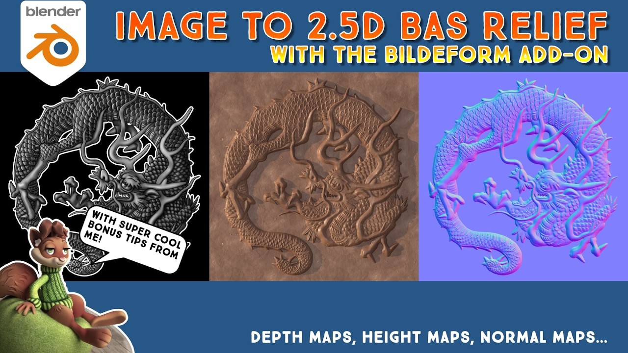 Image to 2.5d Bas Relief (with the Bildeform add-on)