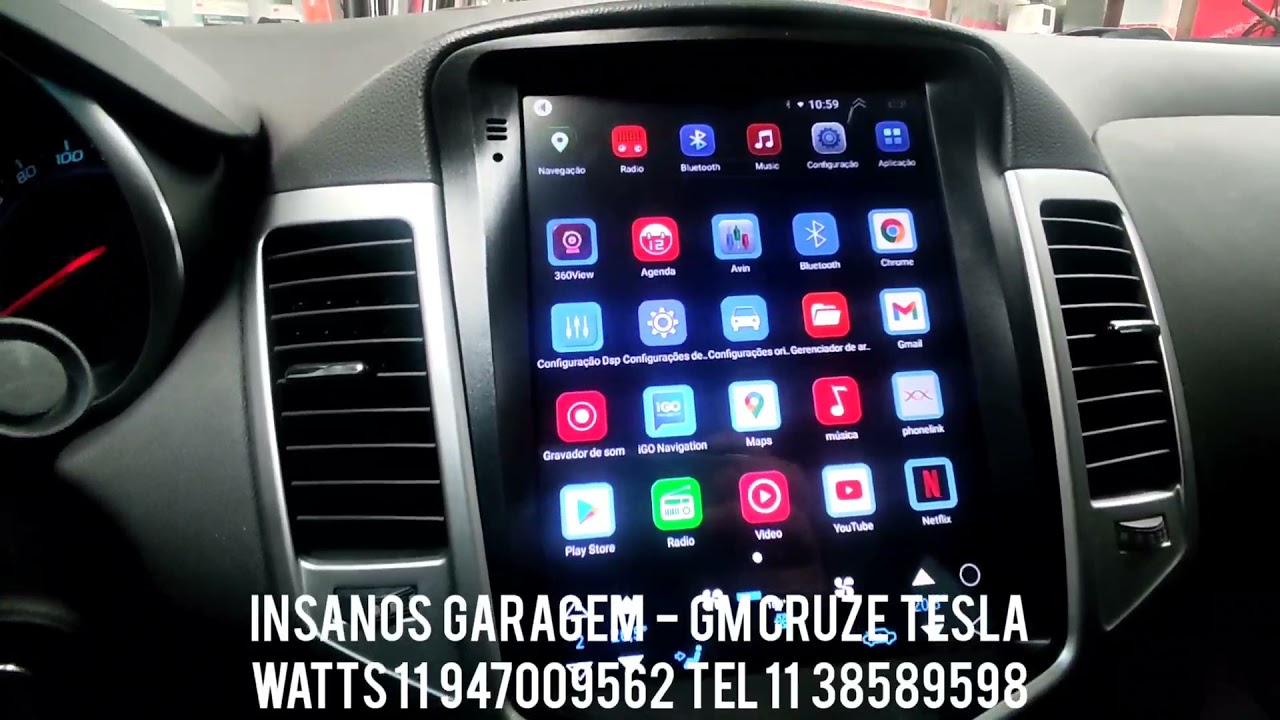 GM Cruze LT Central Multimídia Android, 4Gb de Ram e 64Gb de MMi, Phonelink, Gps Offline, Tela Tesla