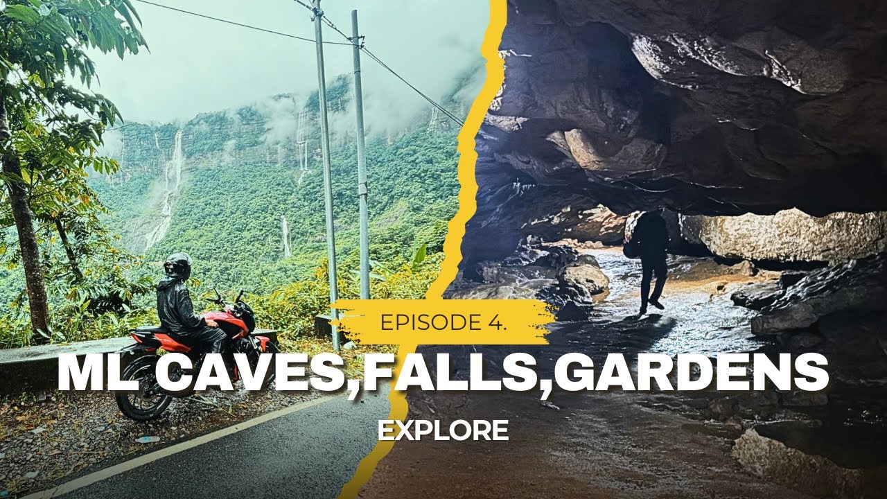 Meghalaya Ride🏍️ | Cherrapunji Caves,Falls,Gardens explore✅‼️| Episode 4.