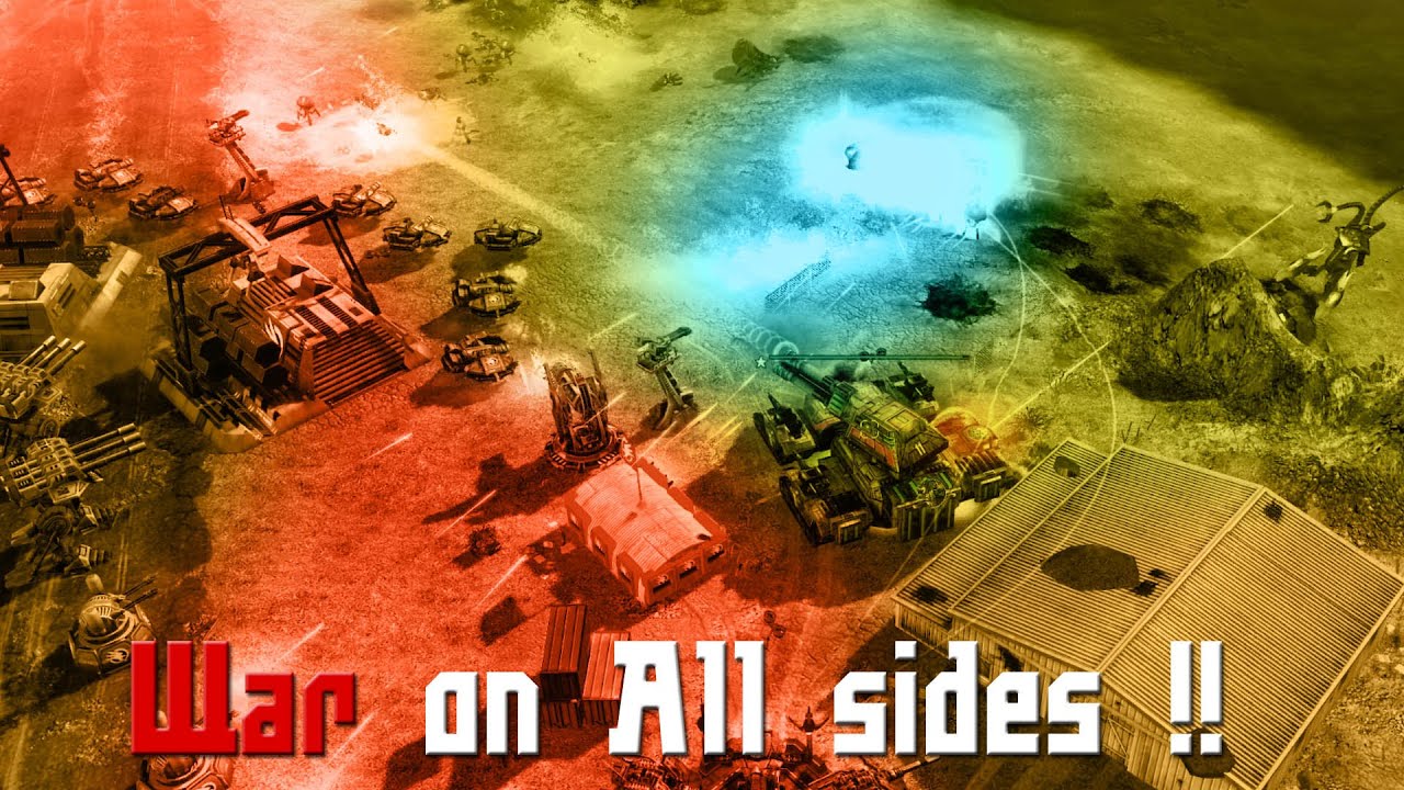 Reapers on all sides ! | 1v3 Vs Brutal Steamroller Ai, C&C3: Kanes Wrath Skirmish Gameplay | 2025