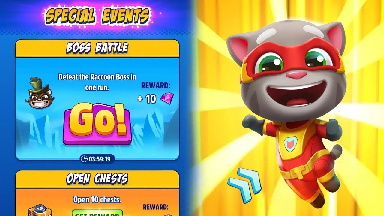 Talking Tom Hero Dash - Hero Tom Vs Zero Ben Cashing Raccoon in Ultra World - ETR