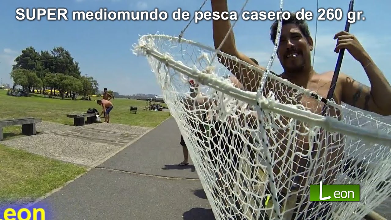 SUPER mediomundo de pesca casero de 260 gr.  Sacadera para pescar
