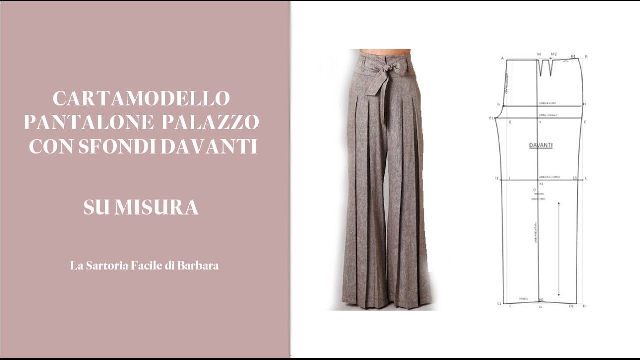 28 CARTAMODELLO PANTALONE PALAZZO CON SFONDI DAVANTI