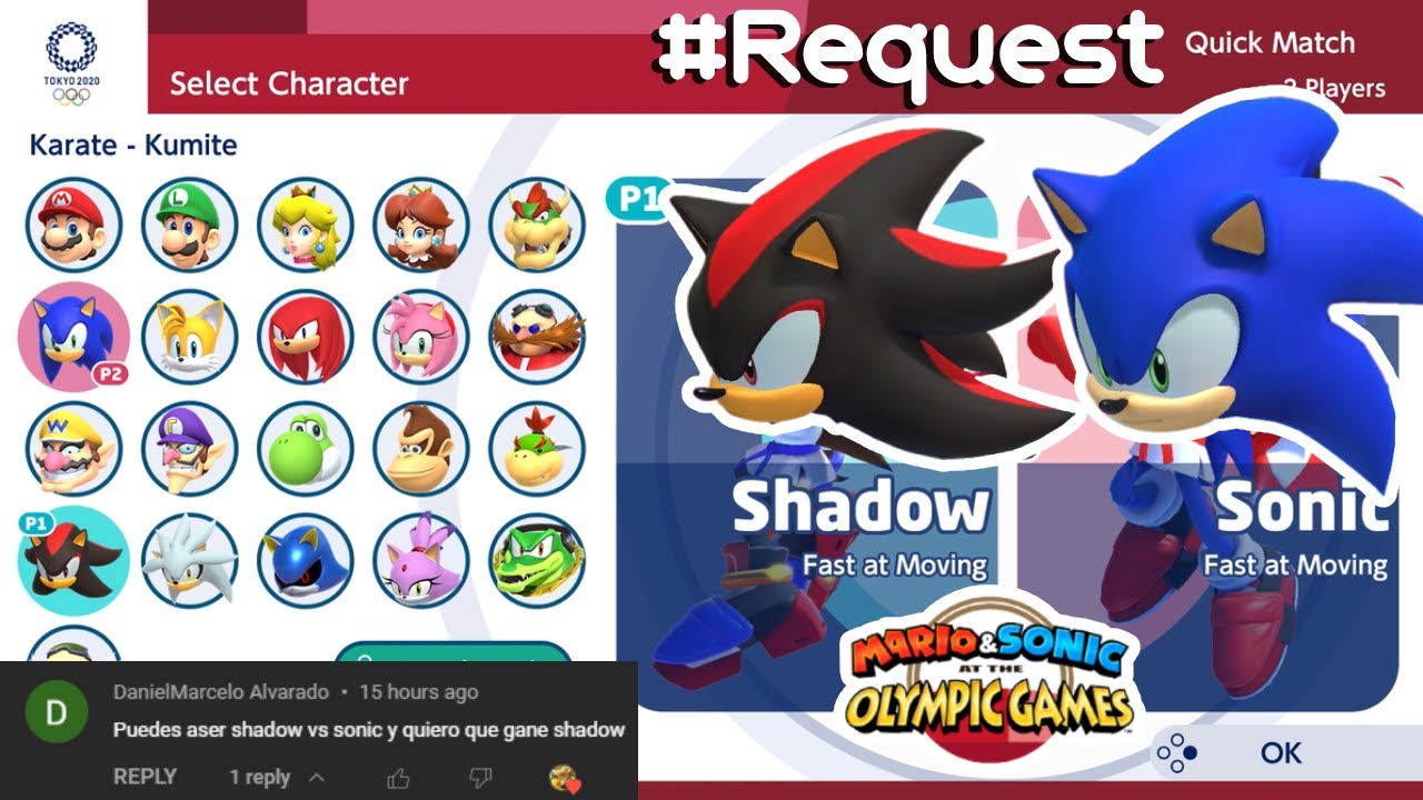 Mario & Sonic at the Olympic Games Tokyo 2020 : Gameplay (2 Players) Shadow VS Sonic