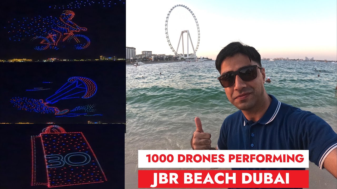1000 Drones Performing Spectacular view at JBR Beach Dubai #dubai #dubaidronesshow #drone