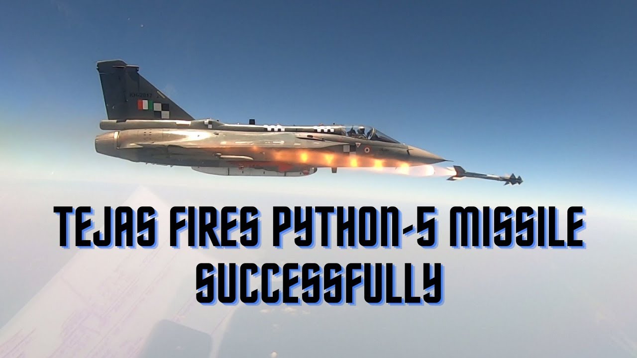 LCA Tejas Fires Python-5 Close Combat Air-to-air missile successfully