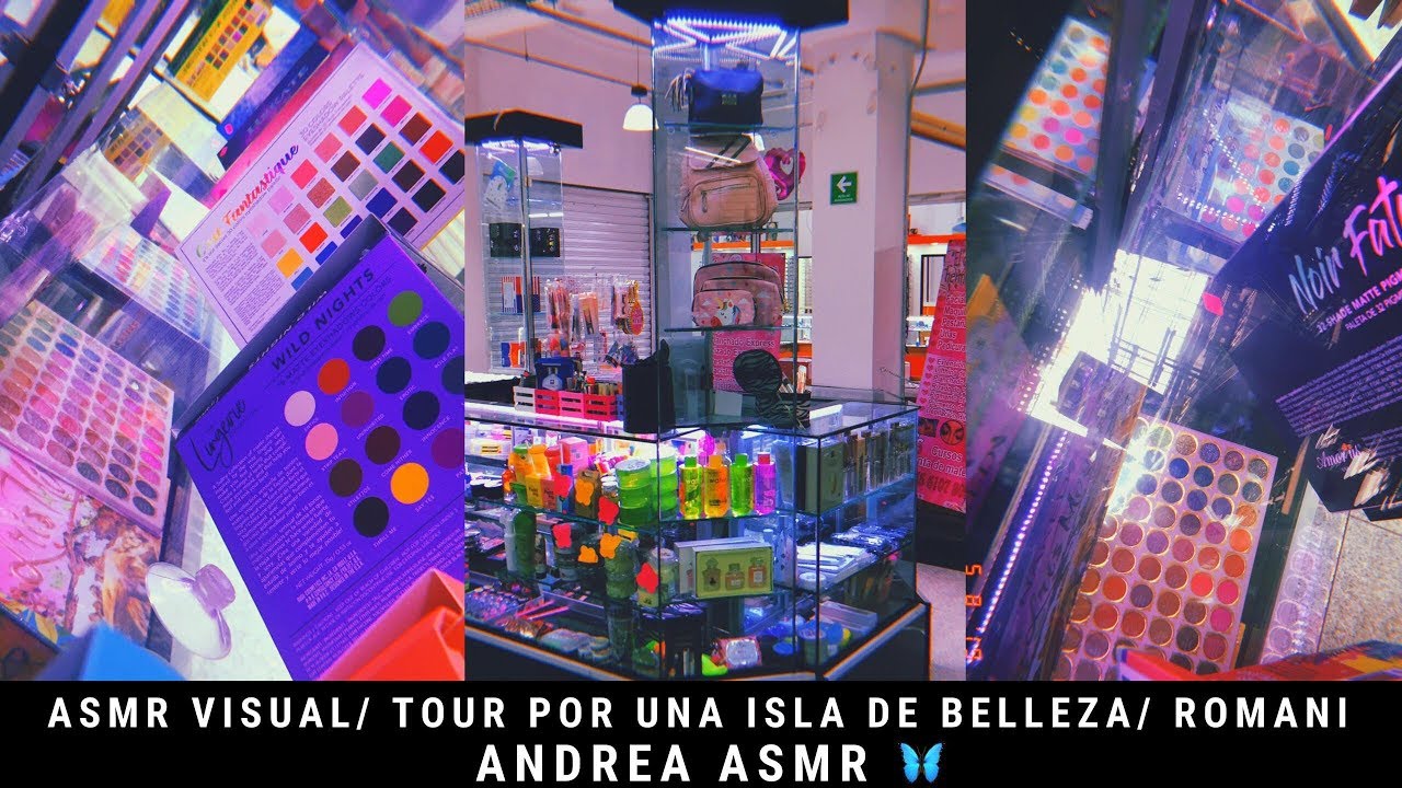 ASMR/ Tour por una isla de cosméticos/ Tapping/ Visual/ Relajante/ Andrea ASMR 🦋 / Romani Store