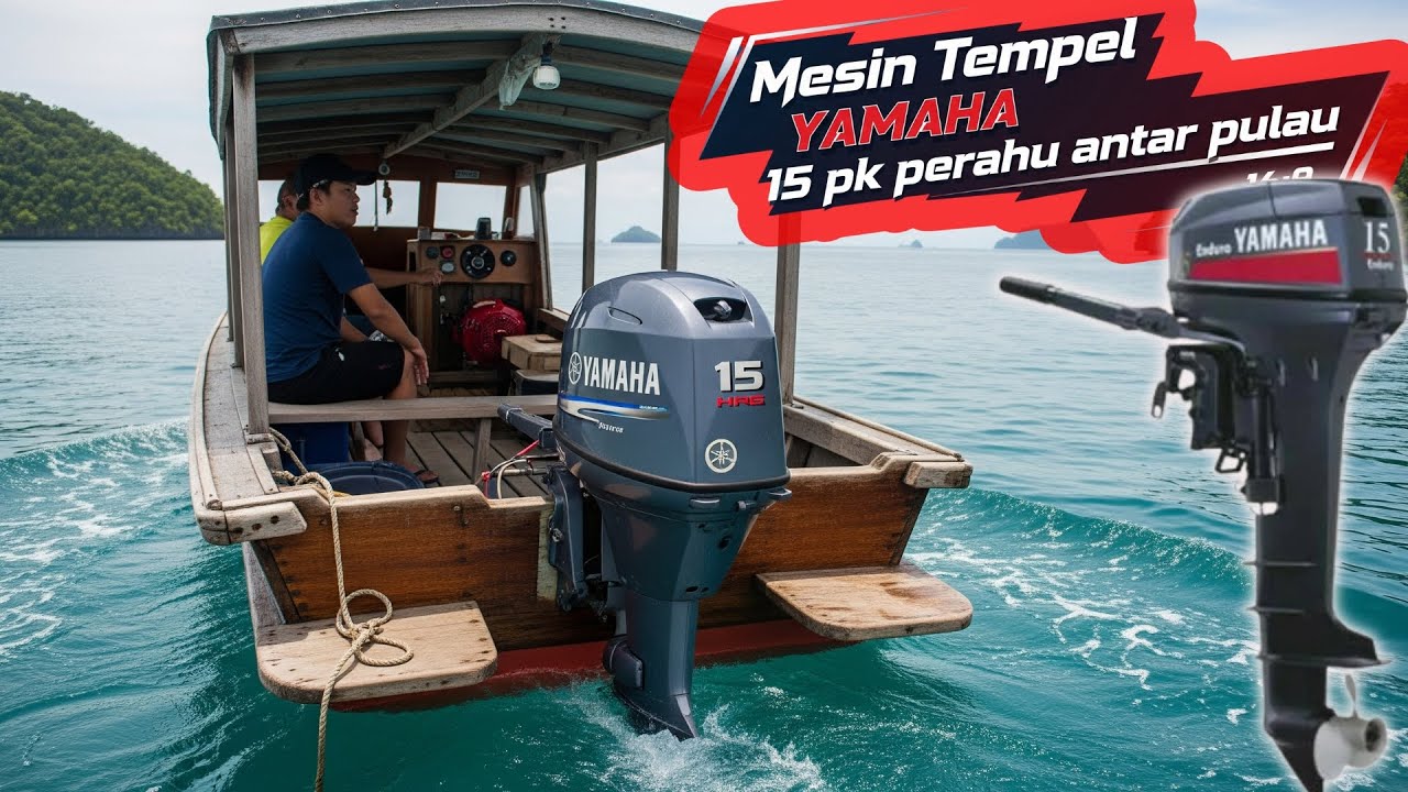 Mesin Tempel Perahu Yamaha 15 PK untuk Penyeberangan Pulau di pantai Carocok, mesin penggerak perahu