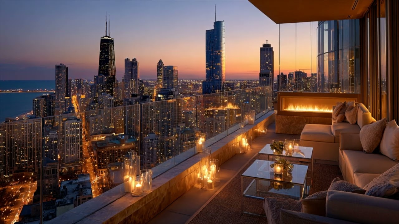 1 Hour Relaxing Jazz 🎷 | Luxury Penthouse Sunset City View 🌆