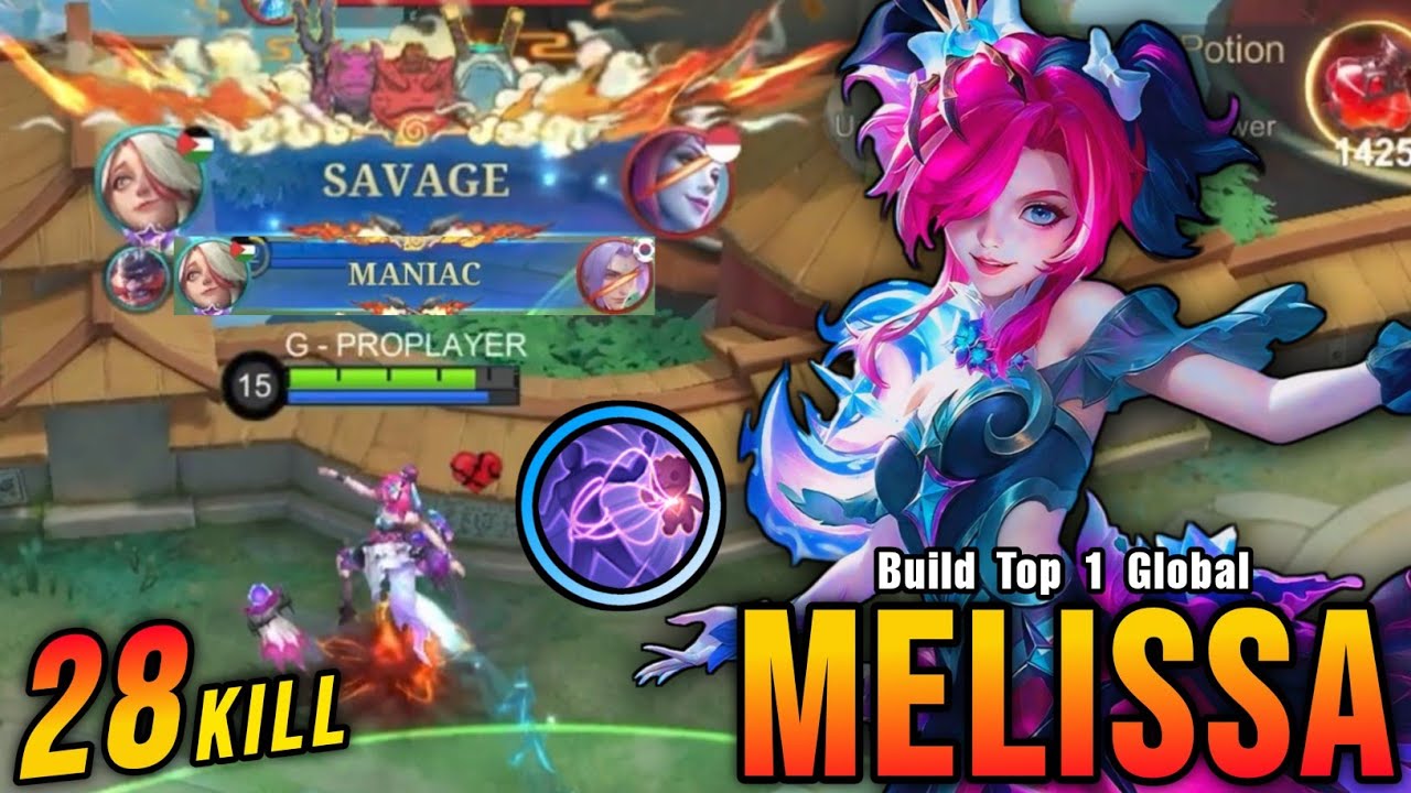 SAVAGE & MANIAC!! 28 Kills Melissa Best Build Gold Lane!! - Build Top 1 Global Melissa ~ MLBB