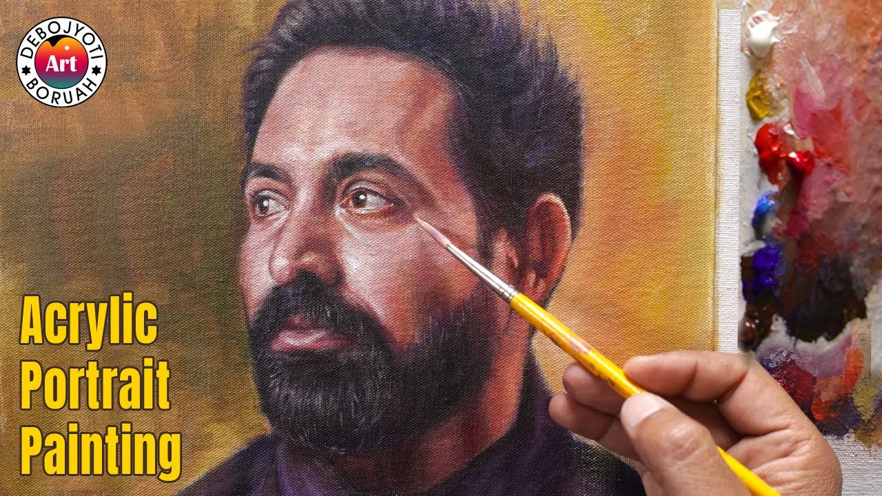 Learn to Paint Realistic Portrait using Acrylic | Portrait Painting Tutorial by Debojyoti Boruah