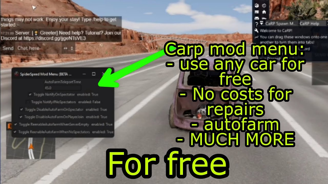 Carp Mod-Menu (Beamng/Beammp/Carp cheat software)