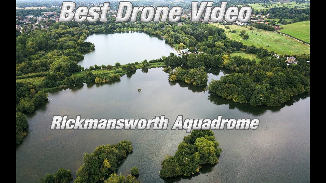 Rickmansworth Aquadrome Lakes Drone Aerial view footage - Britain from above