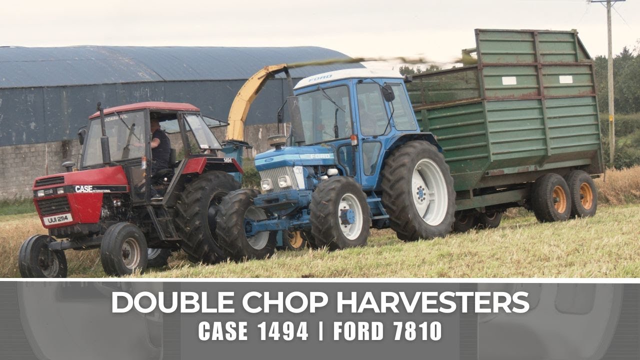 Case 1494 and Ford 7810 cutting corn with Kidd & New Holland harvesters, with NC shovel on the pit.