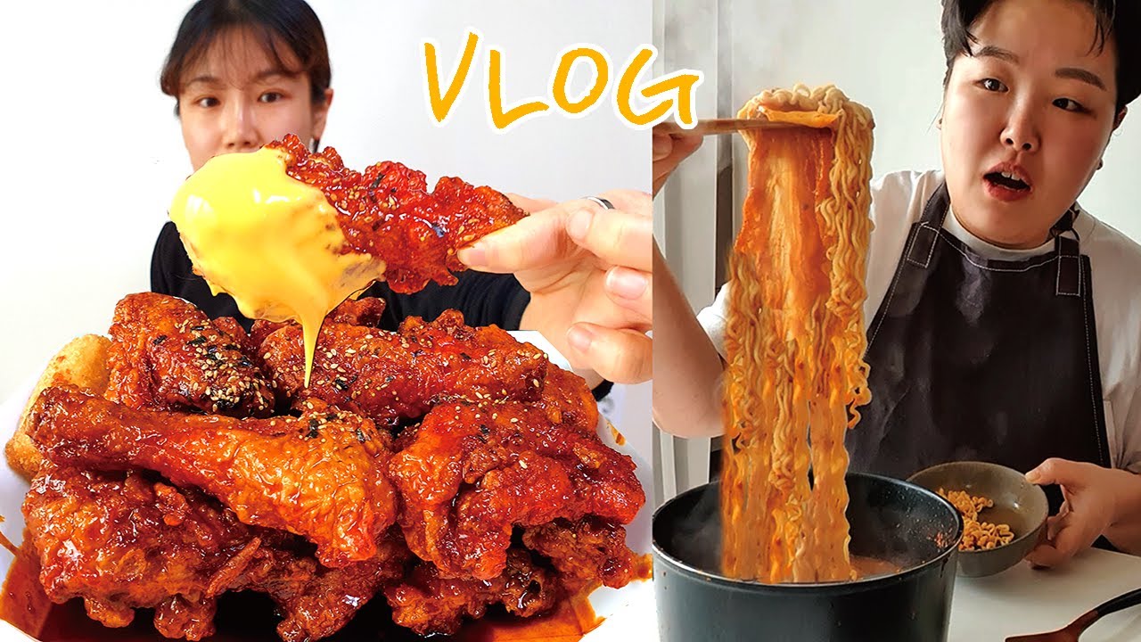 폭주와 해장 반복하는 자취생 먹방 브이로그 (ft. 불닭치킨 김치찌개 라면 숯불바베큐치킨 잔치국수 해물파전 샌드위치 더치커피 ) Mukbang VLOG