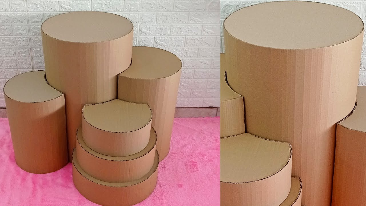 Como Fazer Cilindros Desconstruído de Papelão Para Decoração de Festa Mesas Cilindro Aniversário
