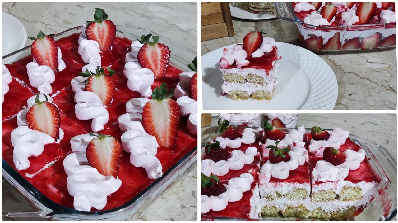 وصفات رمضانية 🌙 تحلية بالفرولة 🍓 توجد في 5 دقائق و البنة عالمية ننصحكم تجربوها 
