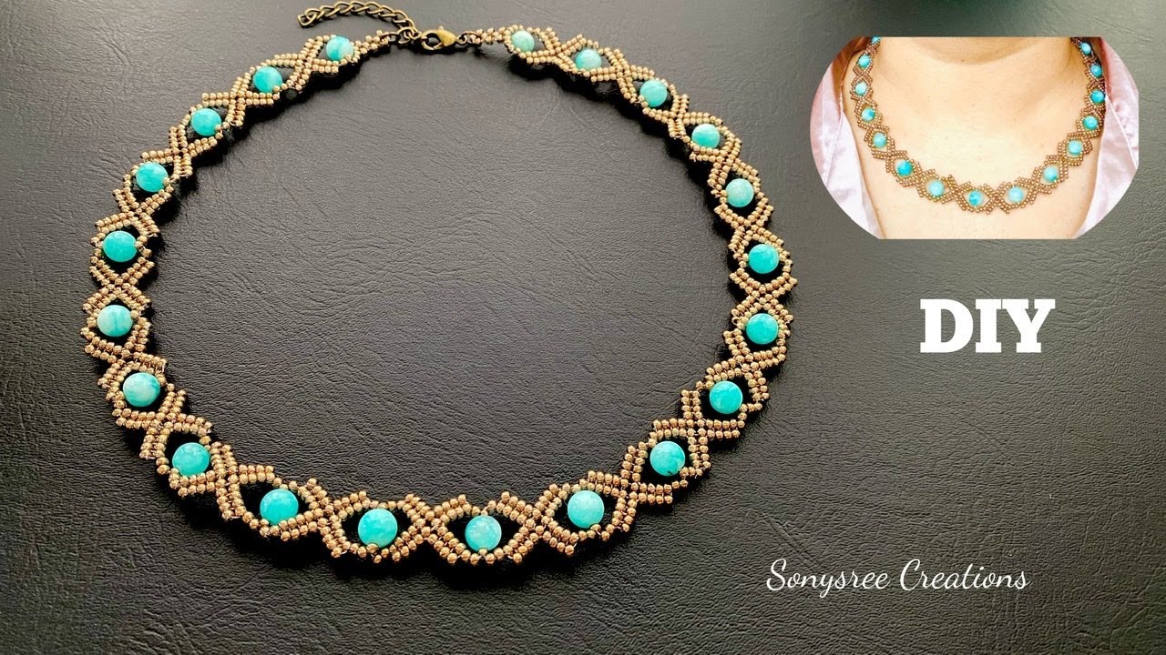 XOXO Beaded Necklace || Herringbone Beaded Necklace